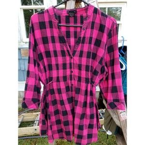 Pink flannel button up